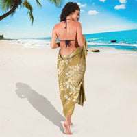 Yellow Polynesia Hammerhead Shark Tattoo With Plumeria Lei Sarong