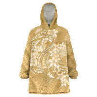 Yellow Polynesia Hammerhead Shark Tattoo With Plumeria Lei Wearable Blanket Hoodie