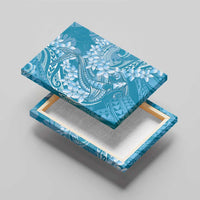 Blue Polynesia Hammerhead Shark Tattoo With Plumeria Lei Canvas Wall Art