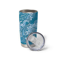 Blue Polynesia Hammerhead Shark Tattoo With Plumeria Lei Tumbler Cup LT14 - Polynesian Pride