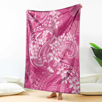 Pink Polynesia Hammerhead Shark Tattoo With Plumeria Lei Blanket