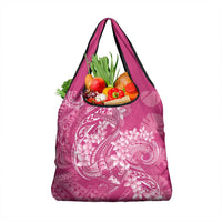 Pink Polynesia Hammerhead Shark Tattoo With Plumeria Lei Grocery Bag LT14 1-pack One Size Pink - Polynesian Pride