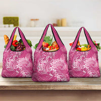 Pink Polynesia Hammerhead Shark Tattoo With Plumeria Lei Grocery Bag LT14 3-pack One Size Pink - Polynesian Pride