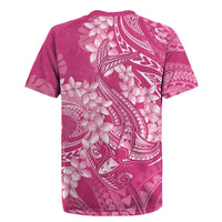 Pink Polynesia Hammerhead Shark Tattoo With Plumeria Lei Rugby Jersey