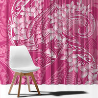 Pink Polynesia Hammerhead Shark Tattoo With Plumeria Lei Window Curtain