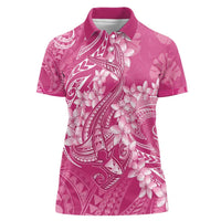 Pink Polynesia Hammerhead Shark Tattoo With Plumeria Lei Women Polo Shirt