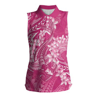 Pink Polynesia Hammerhead Shark Tattoo With Plumeria Lei Women Sleeveless Polo Shirt LT14 Female Pink - Polynesian Pride