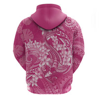 Pink Polynesia Hammerhead Shark Tattoo With Plumeria Lei Zip Hoodie