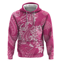 Pink Polynesia Hammerhead Shark Tattoo With Plumeria Lei Zip Hoodie