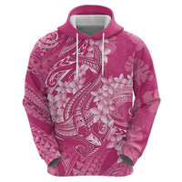Pink Polynesia Hammerhead Shark Tattoo With Plumeria Lei Zip Hoodie