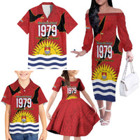 Mauri Kiribati Independence Day Family Matching Off The Shoulder Long Sleeve Dress and Hawaiian Shirt 1979 Proud National Frigatebird