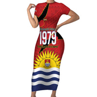 Mauri Kiribati Independence Day Family Matching Short Sleeve Bodycon Dress and Hawaiian Shirt 1979 Proud National Frigatebird