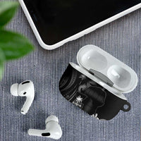 Black Hafa Adai Guam AirPods Case Chamorro Latte Stone Hand With Plumeria - Polynesian Pride