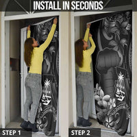 Black Hafa Adai Guam Door Cover Chamorro Latte Stone Hand With Plumeria - Polynesian Pride