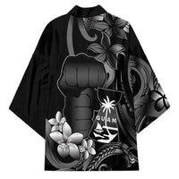 Black Hafa Adai Guam Kimono Chamorro Latte Stone Hand With Plumeria LT14 - Polynesian Pride