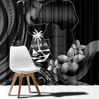 Black Hafa Adai Guam Window Curtain Chamorro Latte Stone Hand With Plumeria