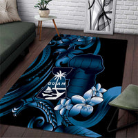 Blue Hafa Adai Guam Area Rug Chamorro Latte Stone Hand With Plumeria