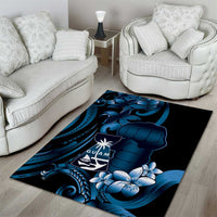 Blue Hafa Adai Guam Area Rug Chamorro Latte Stone Hand With Plumeria