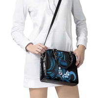 Blue Hafa Adai Guam Shoulder Handbag Chamorro Latte Stone Hand With Plumeria LT14 - Polynesian Pride