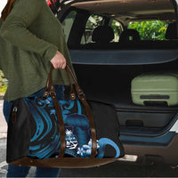 Blue Hafa Adai Guam Travel Bag Chamorro Latte Stone Hand With Plumeria - Polynesian Pride