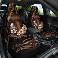 Brown Hafa Adai Guam Car Seat Cover Chamorro Latte Stone Hand With Plumeria