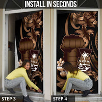 Brown Hafa Adai Guam Door Cover Chamorro Latte Stone Hand With Plumeria - Polynesian Pride