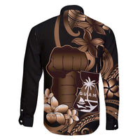 Brown Hafa Adai Guam Family Matching Mermaid Dress and Hawaiian Shirt Chamorro Latte Stone Hand With Plumeria