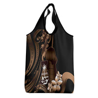 Brown Hafa Adai Guam Grocery Bag Chamorro Latte Stone Hand With Plumeria