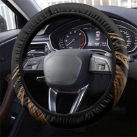 Brown Hafa Adai Guam Steering Wheel Cover Chamorro Latte Stone Hand With Plumeria