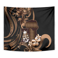 Brown Hafa Adai Guam Tapestry Chamorro Latte Stone Hand With Plumeria