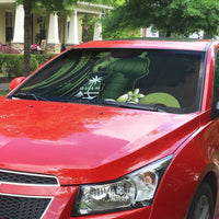 Green Hafa Adai Guam Auto Sun Shade Chamorro Latte Stone Hand With Plumeria - Polynesian Pride