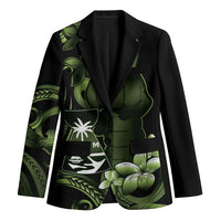 Green Hafa Adai Guam Blazer Chamorro Latte Stone Hand With Plumeria - Polynesian Pride