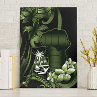 Green Hafa Adai Guam Canvas Wall Art Chamorro Latte Stone Hand With Plumeria