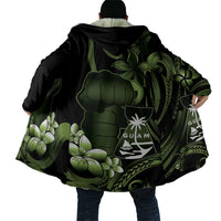 Green Hafa Adai Guam Cloak Chamorro Latte Stone Hand With Plumeria - Polynesian Pride