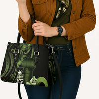 Green Hafa Adai Guam Leather Bag Chamorro Latte Stone Hand With Plumeria - Polynesian Pride