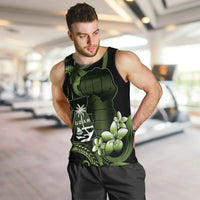 Green Hafa Adai Guam Men Tank Top Chamorro Latte Stone Hand With Plumeria