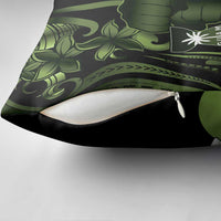 Green Hafa Adai Guam Pillow Cover Chamorro Latte Stone Hand With Plumeria - Polynesian Pride