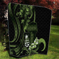 Green Hafa Adai Guam Quilt Chamorro Latte Stone Hand With Plumeria