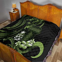 Green Hafa Adai Guam Quilt Chamorro Latte Stone Hand With Plumeria