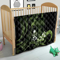 Green Hafa Adai Guam Quilt Chamorro Latte Stone Hand With Plumeria