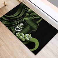 Green Hafa Adai Guam Rubber Doormat Chamorro Latte Stone Hand With Plumeria