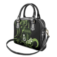 Green Hafa Adai Guam Shoulder Handbag Chamorro Latte Stone Hand With Plumeria LT14 - Polynesian Pride