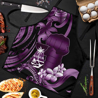 Purple Hafa Adai Guam Apron Chamorro Latte Stone Hand With Plumeria - Polynesian Pride