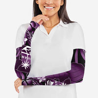 Purple Hafa Adai Guam Arm Sleeves Chamorro Latte Stone Hand With Plumeria - Polynesian Pride
