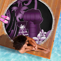 Purple Hafa Adai Guam Beach Blanket Chamorro Latte Stone Hand With Plumeria