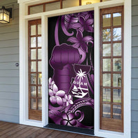 Purple Hafa Adai Guam Door Cover Chamorro Latte Stone Hand With Plumeria - Polynesian Pride