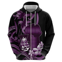 Purple Hafa Adai Guam Hoodie Chamorro Latte Stone Hand With Plumeria