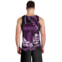 Purple Hafa Adai Guam Men Tank Top Chamorro Latte Stone Hand With Plumeria