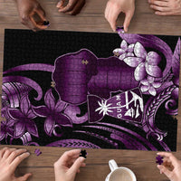 Purple Hafa Adai Guam Puzzle Chamorro Latte Stone Hand With Plumeria LT14 - Polynesian Pride