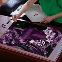 Purple Hafa Adai Guam Puzzle Chamorro Latte Stone Hand With Plumeria LT14 - Polynesian Pride
